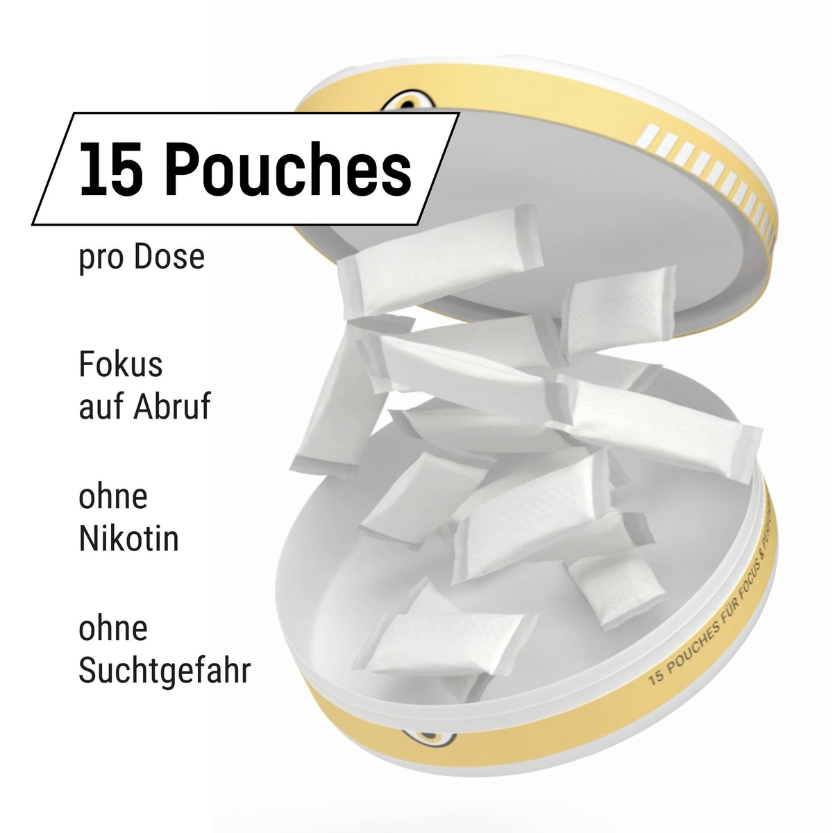15 Pouches pro Dose – Fokus auf Abruf, ohne Nikotin