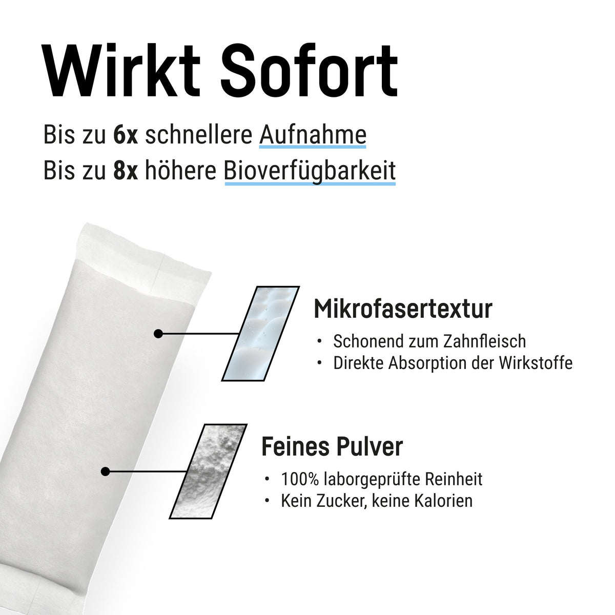 Wirkt sofort – Mikrofasertextur und feines Pulver